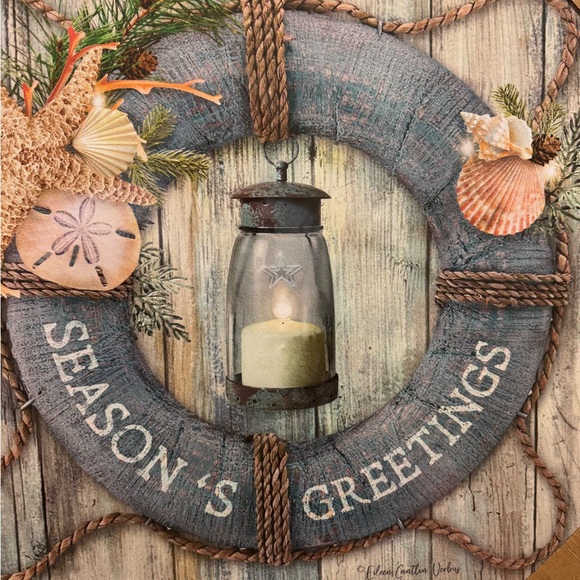 2008-HTS Beach/Coastal Christmas Lifesaver AA Battery Light Up Canvas Wall Art - Picture 3 of 7